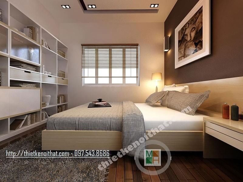 Mẫu giường ngủ gỗ công nghiệp hiện đại, đơn giản cho phòng ngủ